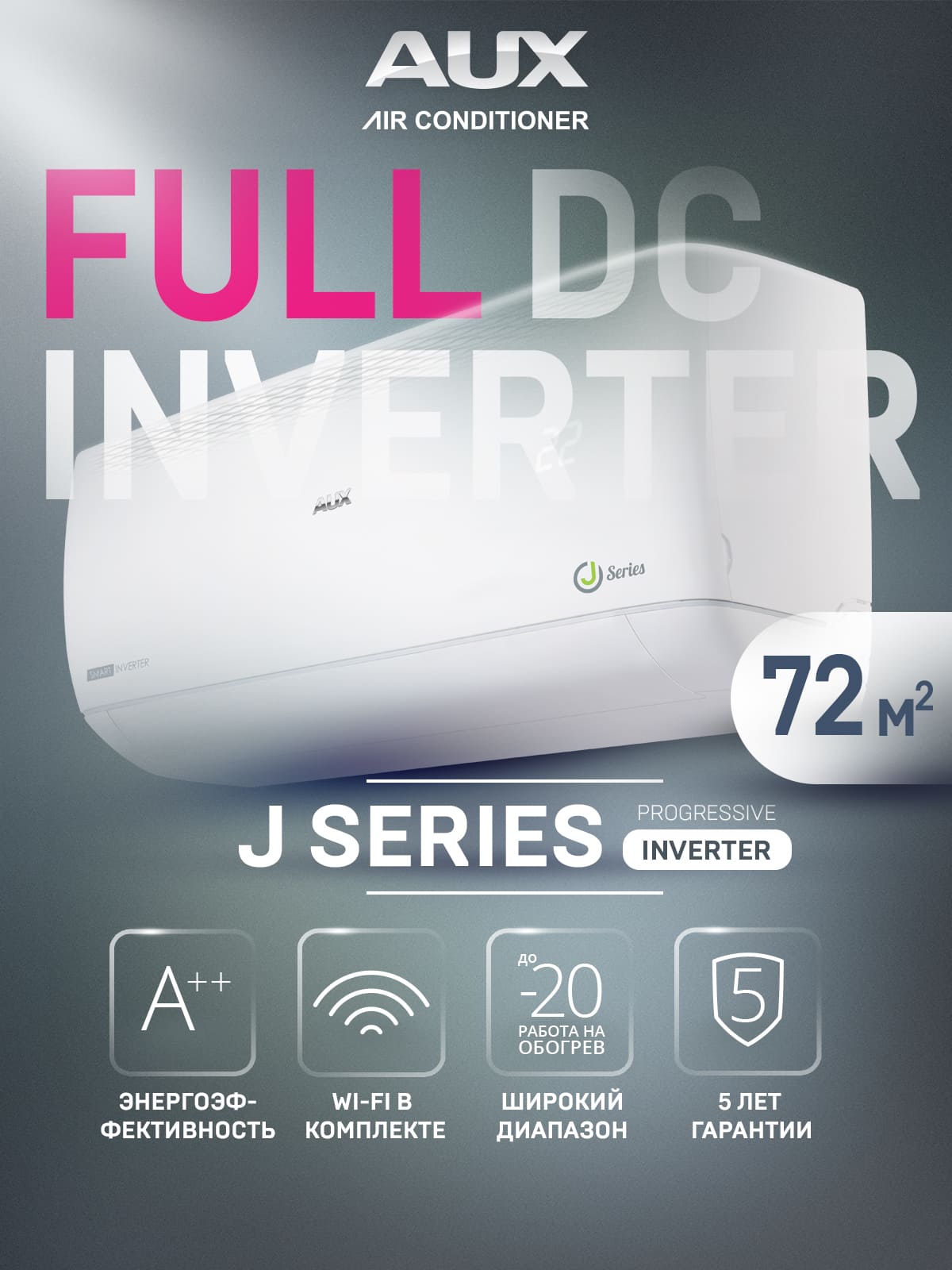 844e6bb35f9fb2415654050782294092ba2bb1f6 Сплит-система инверторная AUX J Progressive Inverter ASW-H24A4/JD-R2DI (v1)/AS-H24A4/JD-R2DI (v1), кондиционер до 70 м²